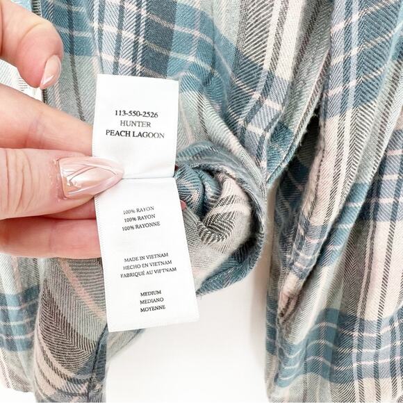 Rails Hunter Plaid Button Down Top M Peach Lagoon - Picture 6 of 6